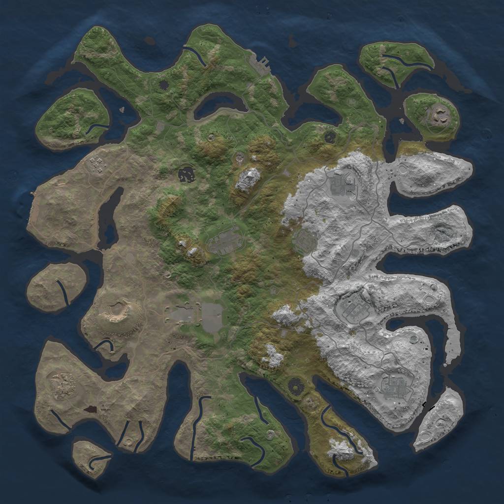 Rust Map: Procedural Map, Size: 4500, Seed: 835215558, 16 Monuments