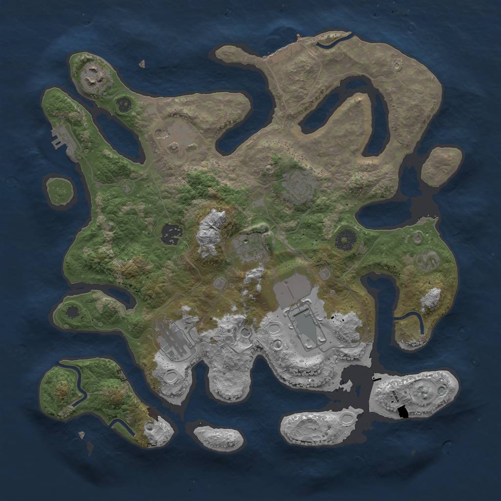 Rust Map: Procedural Map, Size: 3500, Seed: 2004553924, 12 Monuments