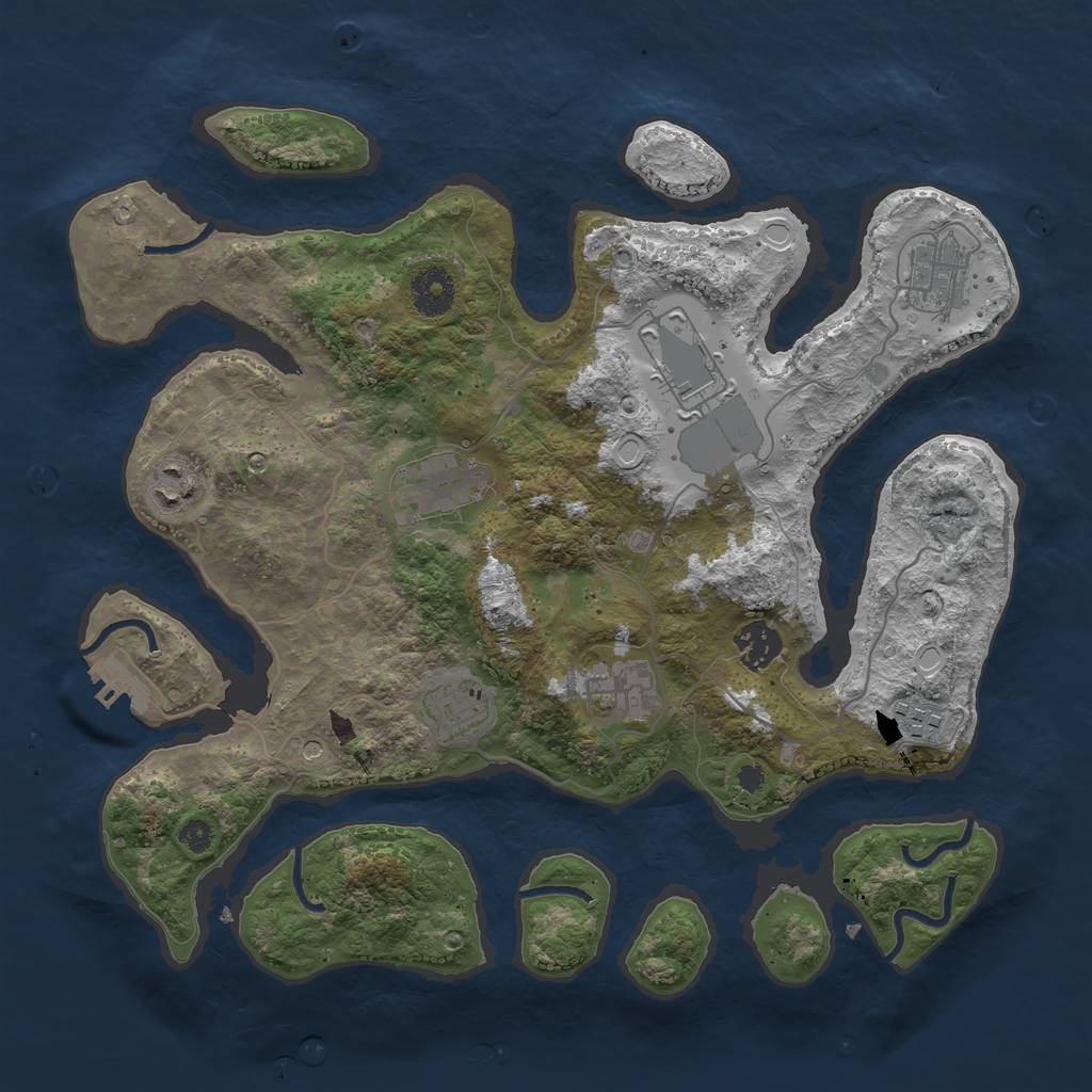 Rust Map: Procedural Map, Size: 3500, Seed: 20210805, 12 Monuments