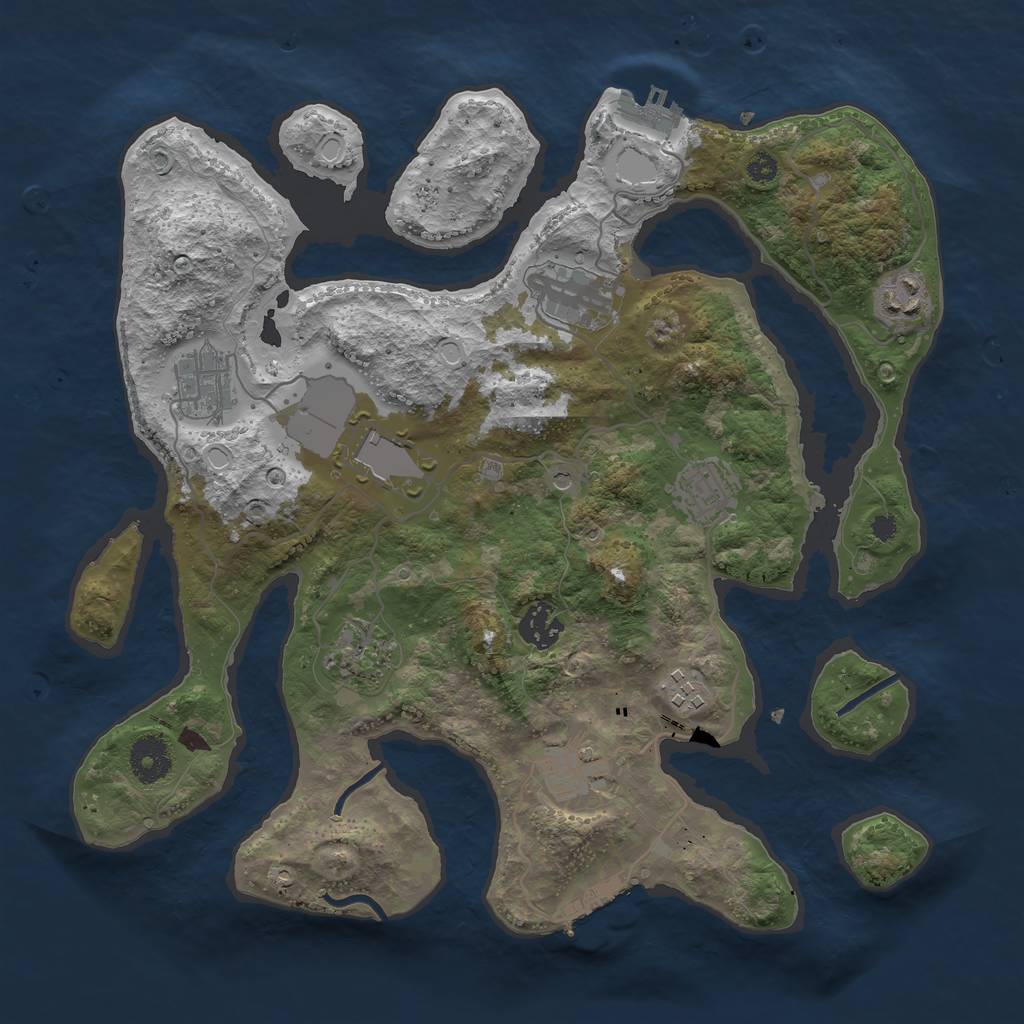 Rust Map: Procedural Map, Size: 3500, Seed: 866494, 14 Monuments