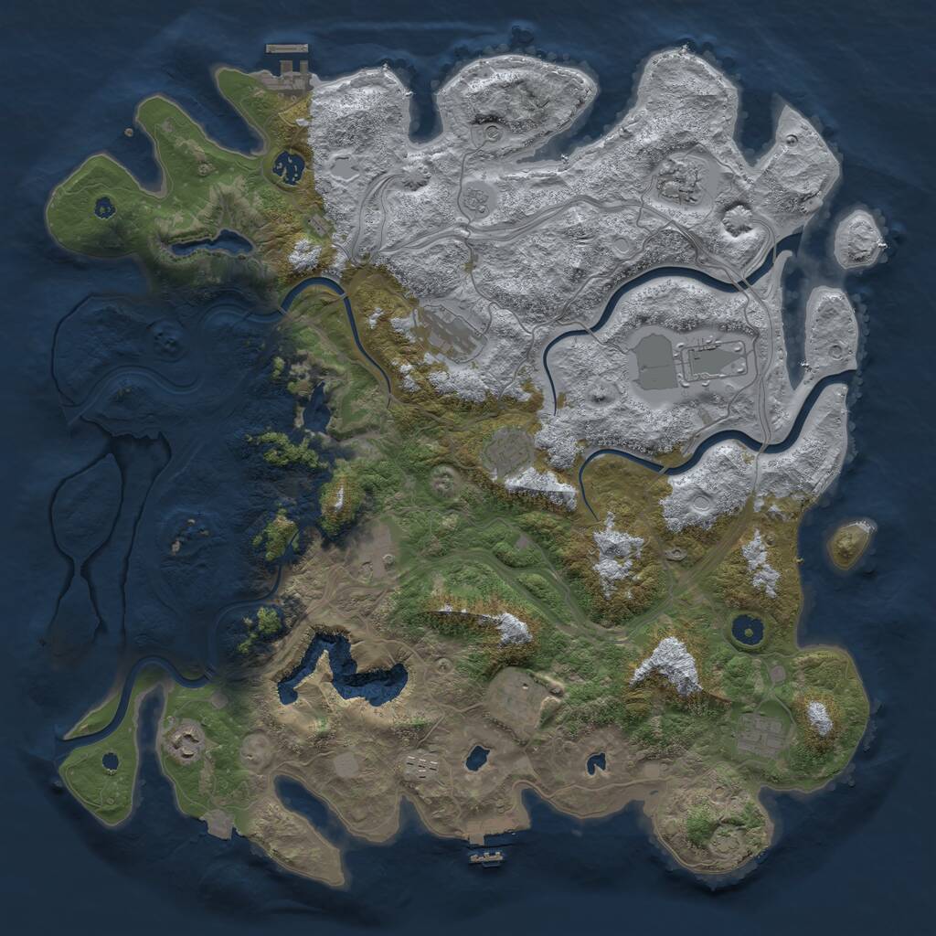 Rust Map: Procedural Map, Size: 4500, Seed: 411015135, 16 Monuments