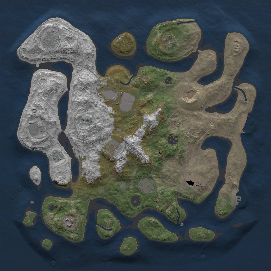 Rust Map: Procedural Map, Size: 3850, Seed: 1306249255, 16 Monuments