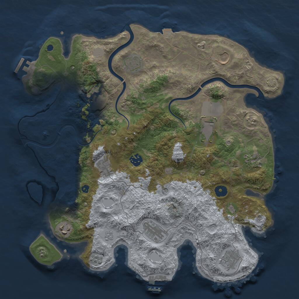 Rust Map: Procedural Map, Size: 3750, Seed: 29764255, 17 Monuments