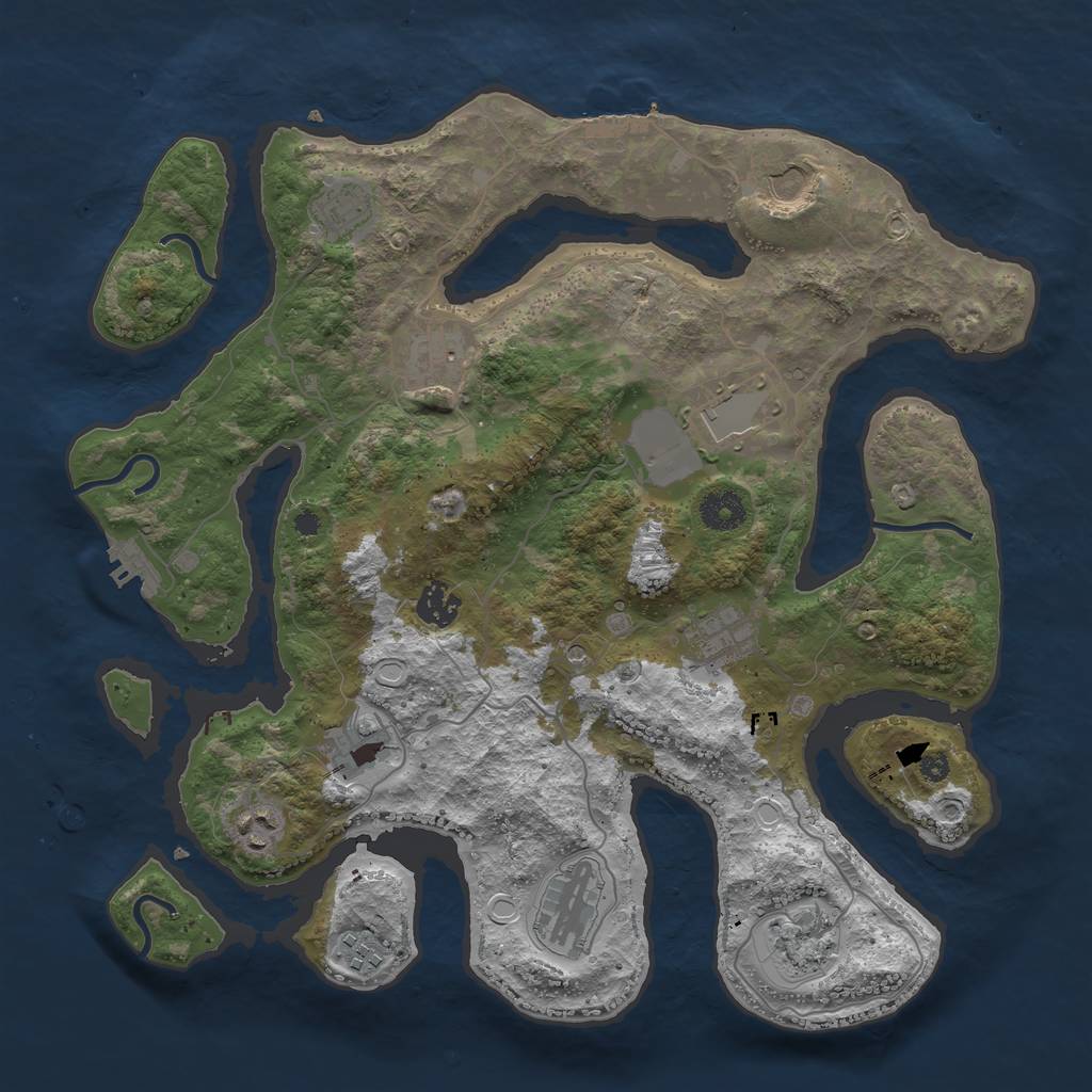 Rust Map: Procedural Map, Size: 3750, Seed: 29764255, 16 Monuments