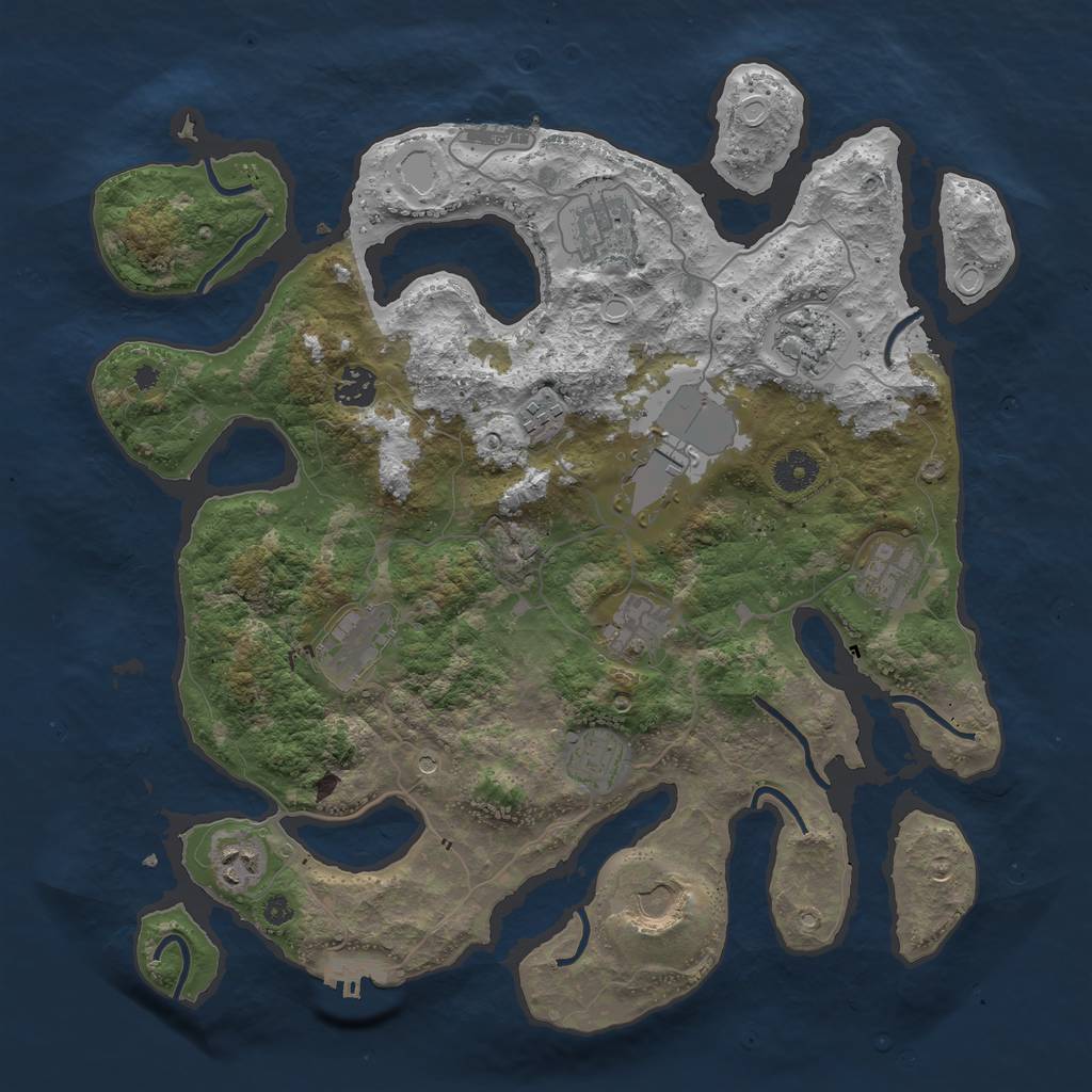 Rust Map: Procedural Map, Size: 3850, Seed: 477473163, 16 Monuments