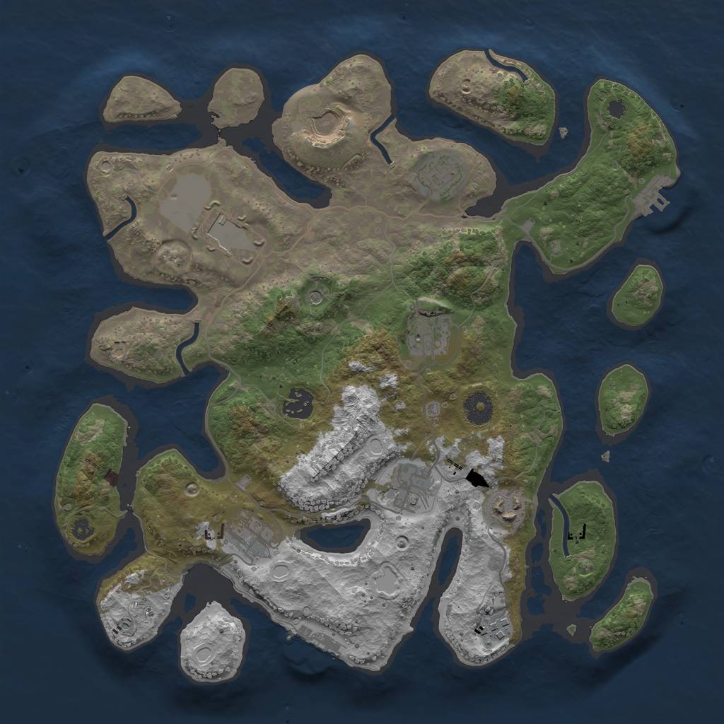 Rust Map: Procedural Map, Size: 3500, Seed: 33622595, 14 Monuments