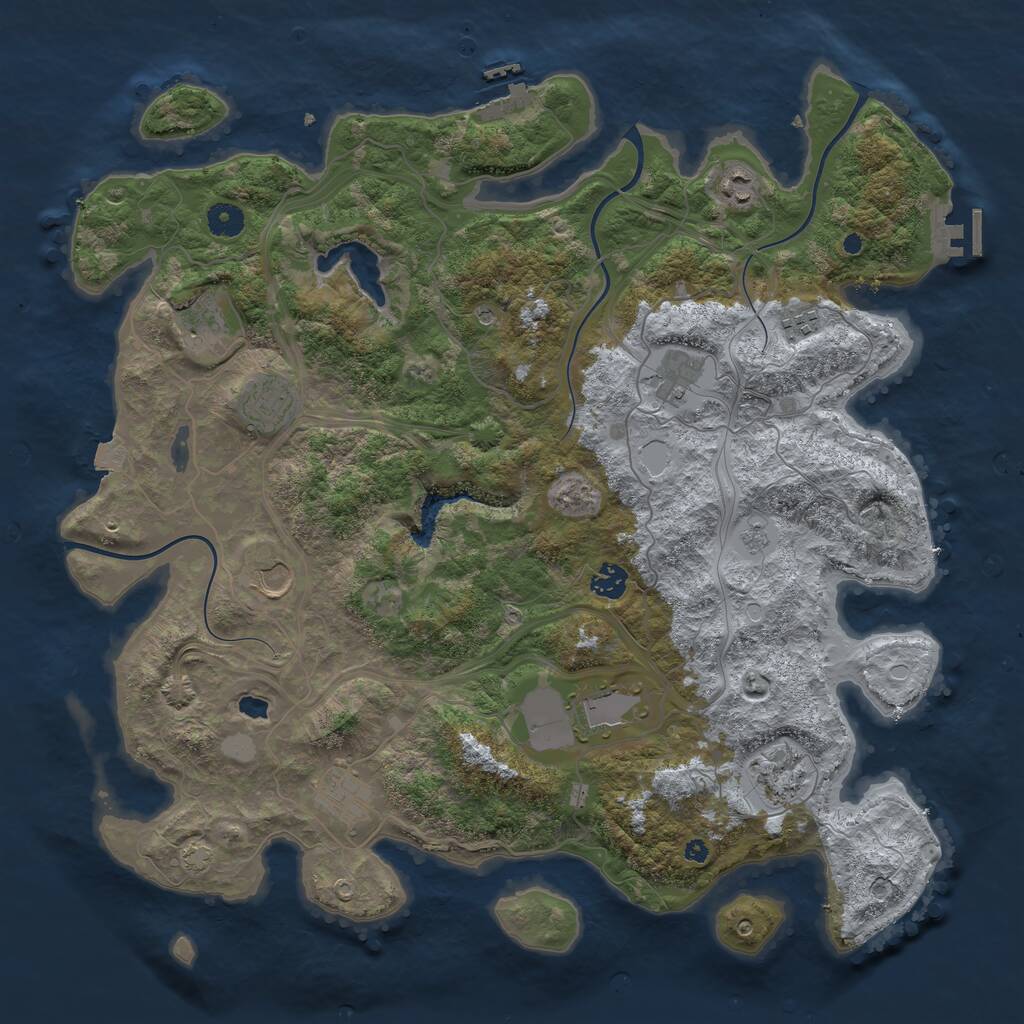 Rust Map: Procedural Map, Size: 4300, Seed: 391149617, 16 Monuments