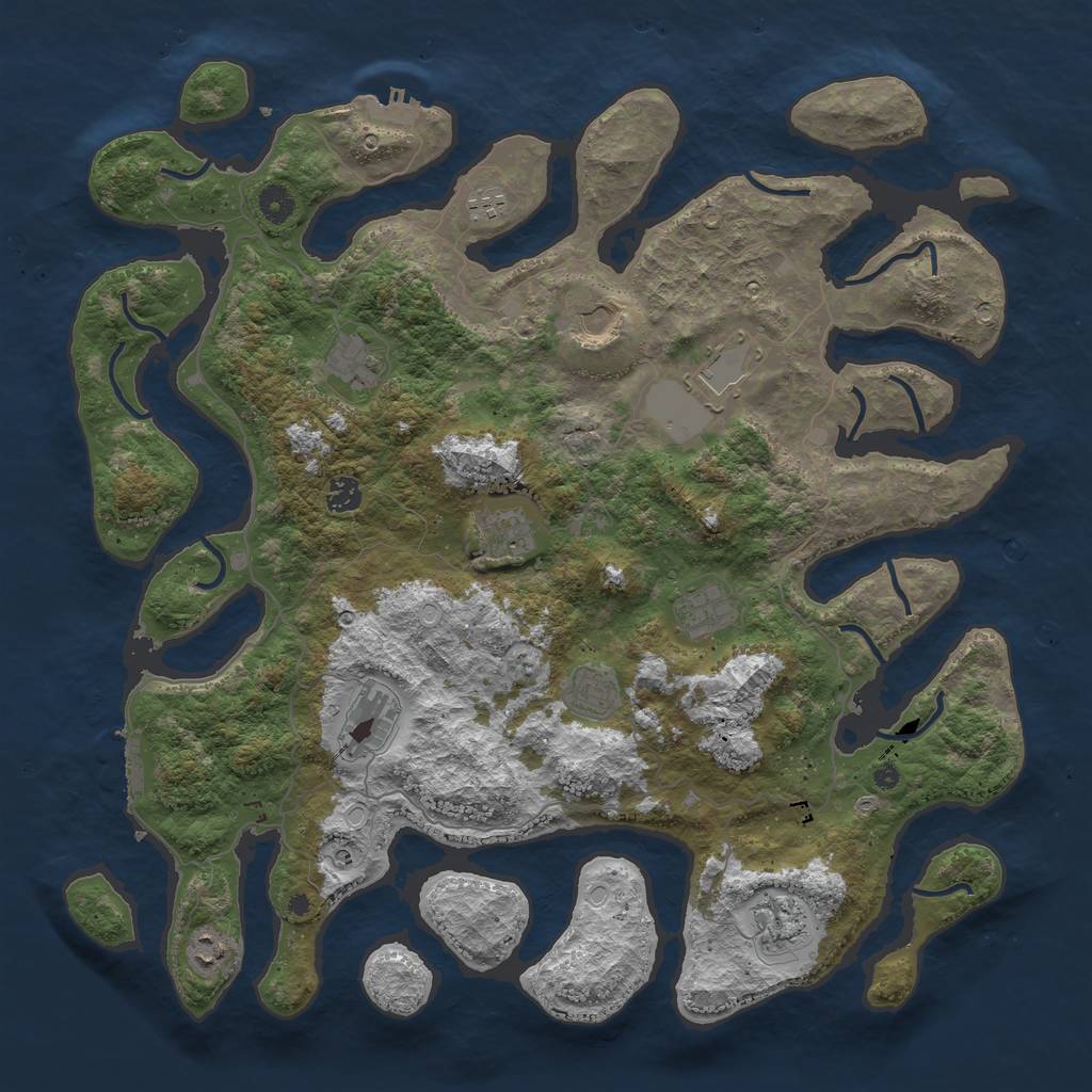 Rust Map: Procedural Map, Size: 4500, Seed: 449534958, 16 Monuments