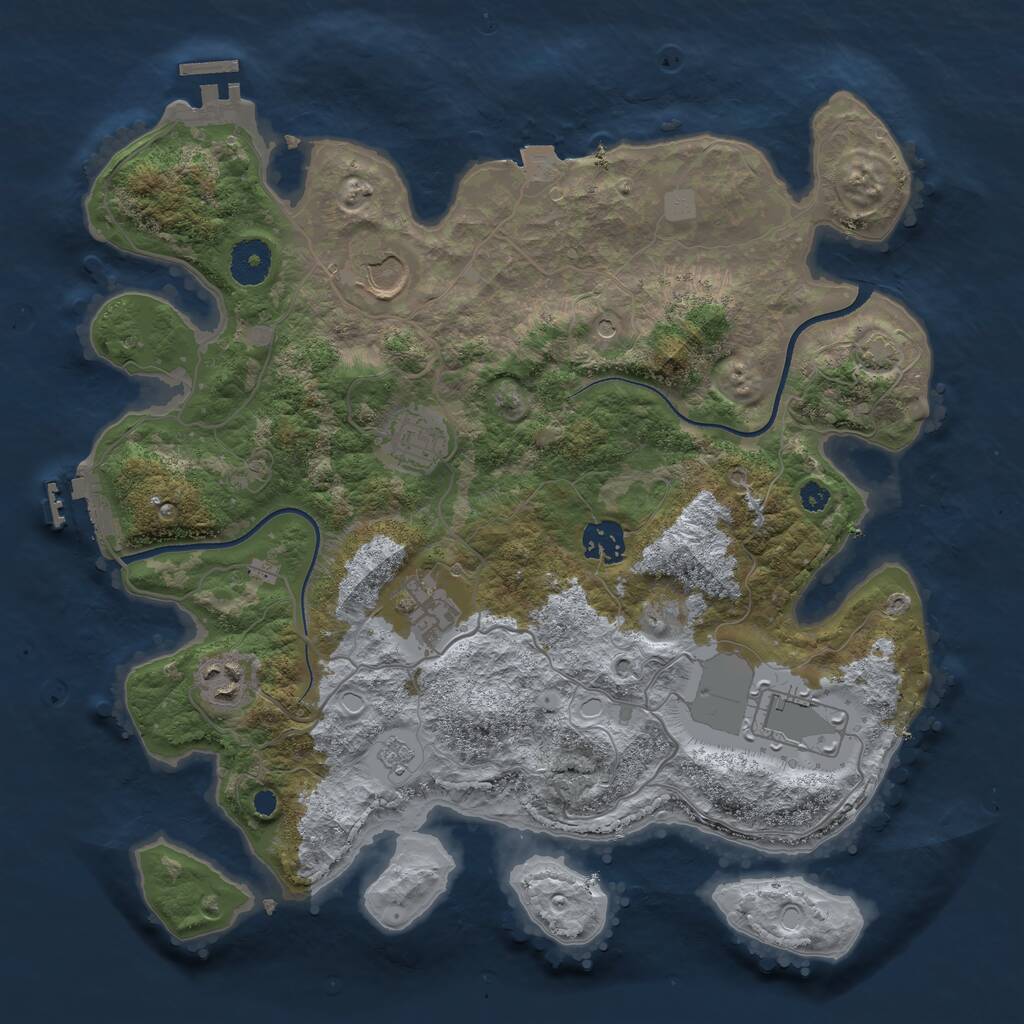 Rust Map: Procedural Map, Size: 3500, Seed: 274639, 12 Monuments