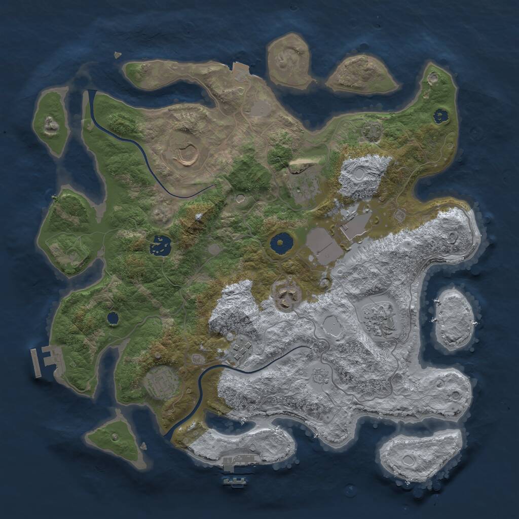 Rust Map: Procedural Map, Size: 3600, Seed: 459682967, 14 Monuments