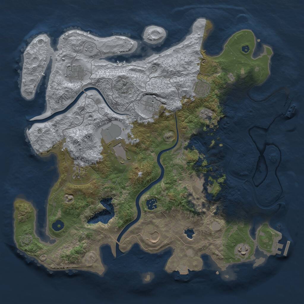 Rust Map: Procedural Map, Size: 4000, Seed: 1093281, 16 Monuments