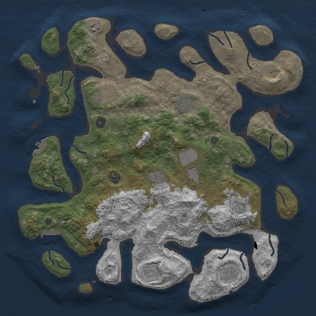 Rust Map: Procedural Map, Size: 4500, Seed: 1090919285, 16 Monuments