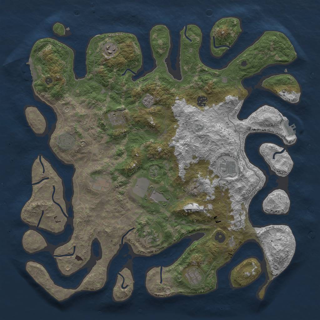 Rust Map: Procedural Map, Size: 4500, Seed: 4118458, 15 Monuments