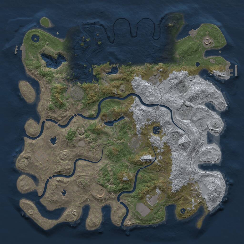 Rust Map: Procedural Map, Size: 4500, Seed: 4118458, 17 Monuments