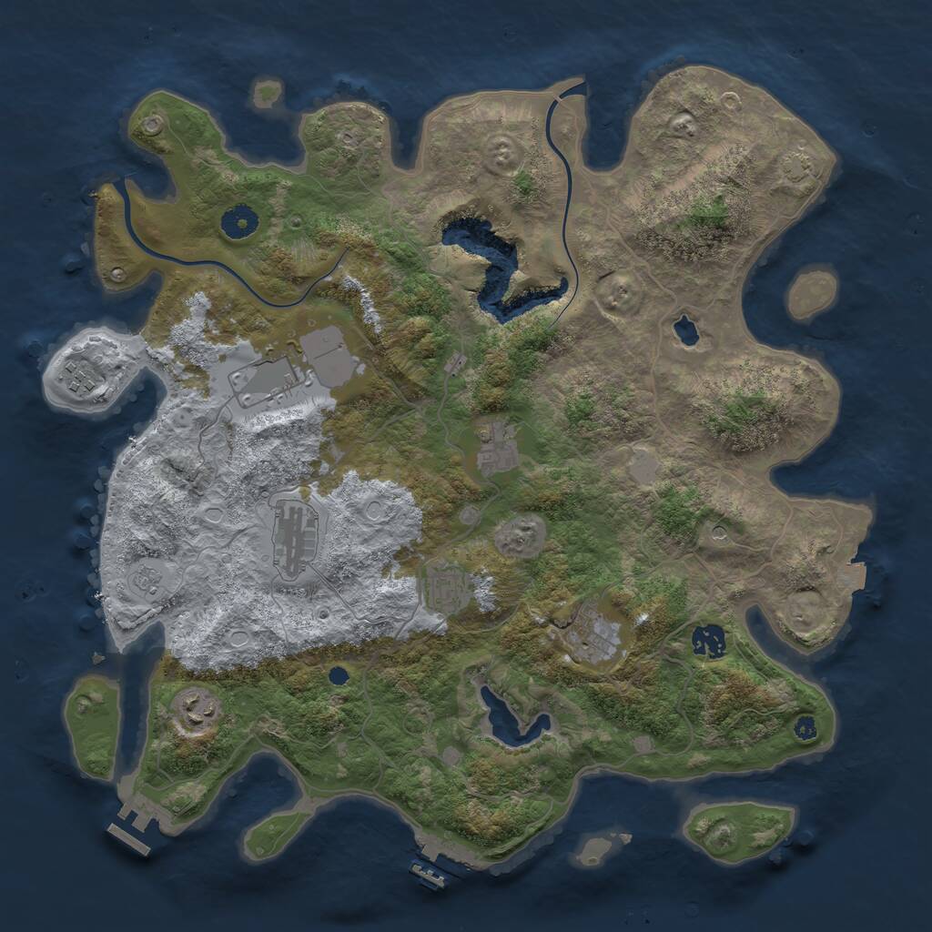 Rust Map: Procedural Map, Size: 4000, Seed: 1199304269, 14 Monuments