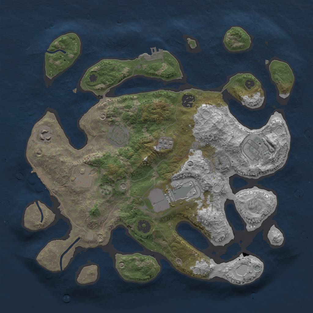 Rust Map: Procedural Map, Size: 3500, Seed: 3467234, 12 Monuments