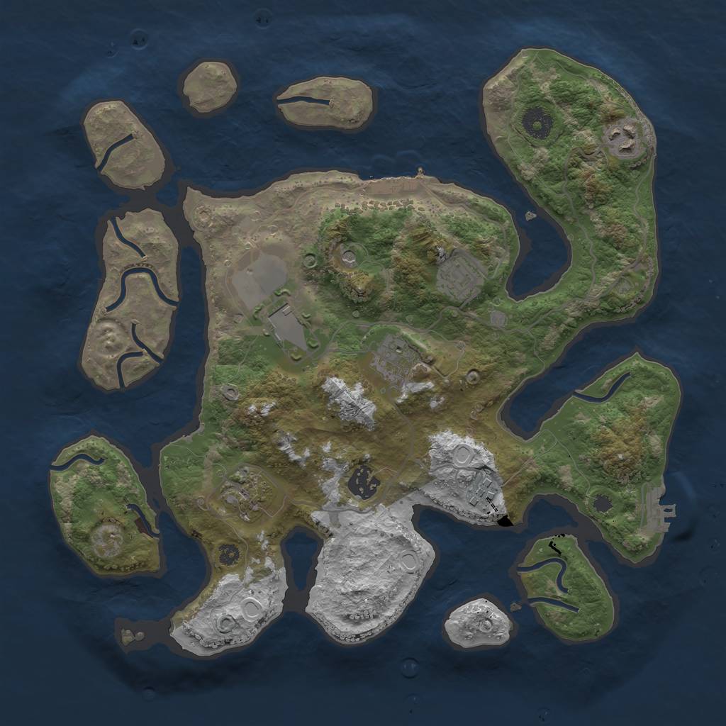 Rust Map: Procedural Map, Size: 3500, Seed: 8092021, 12 Monuments