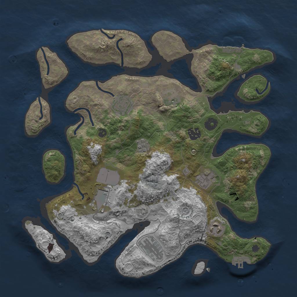 Rust Map: Procedural Map, Size: 3500, Seed: 176202, 13 Monuments