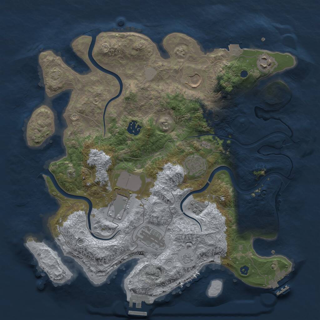 Rust Map: Procedural Map, Size: 3500, Seed: 176202, 13 Monuments