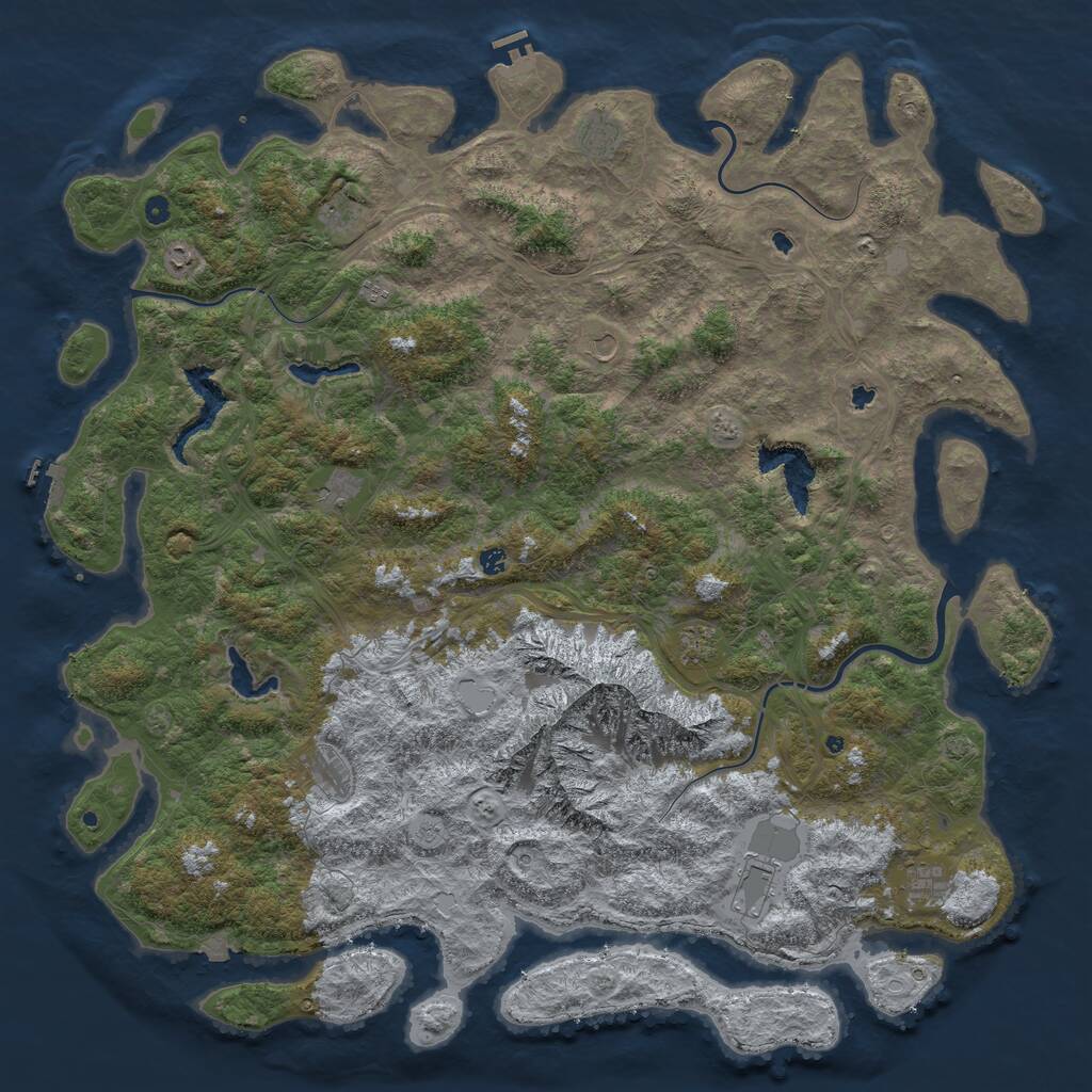 Rust Map: Procedural Map, Size: 6000, Seed: 25242234, 17 Monuments