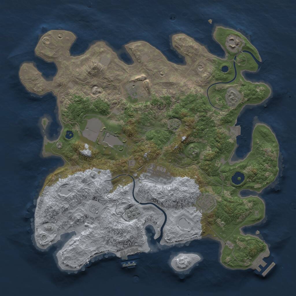 Rust Map: Procedural Map, Size: 3500, Seed: 328436456, 12 Monuments