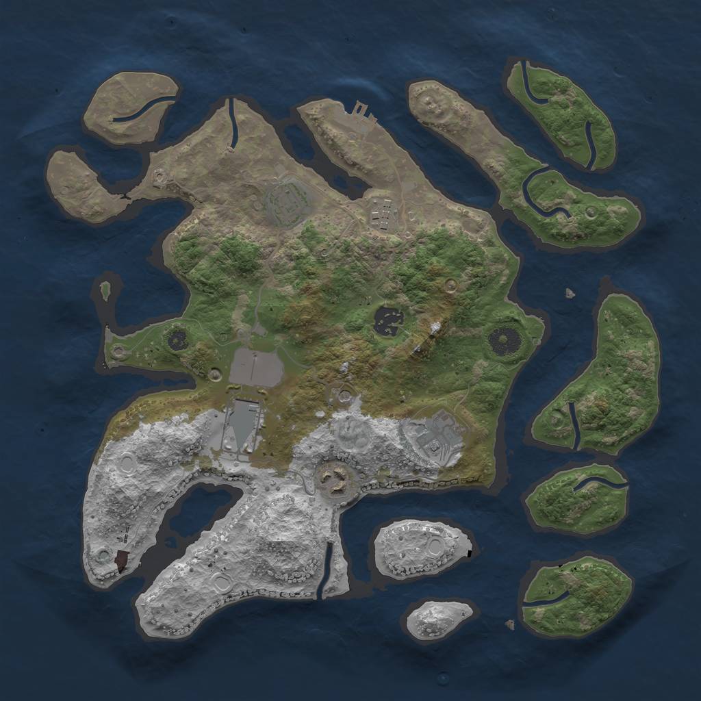 Rust Map: Procedural Map, Size: 3500, Seed: 328436456, 10 Monuments