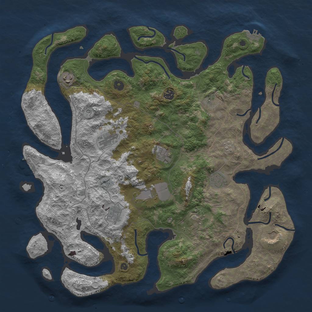 Rust Map: Procedural Map, Size: 4500, Seed: 975538, 16 Monuments