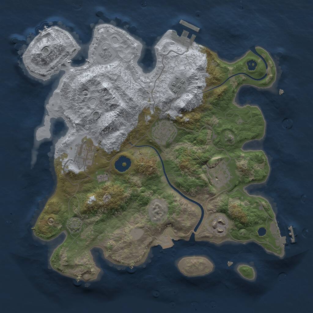 Rust Map: Procedural Map, Size: 3000, Seed: 8052021, 10 Monuments