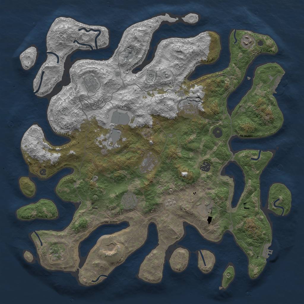 Rust Map: Procedural Map, Size: 4500, Seed: 891429467, 16 Monuments