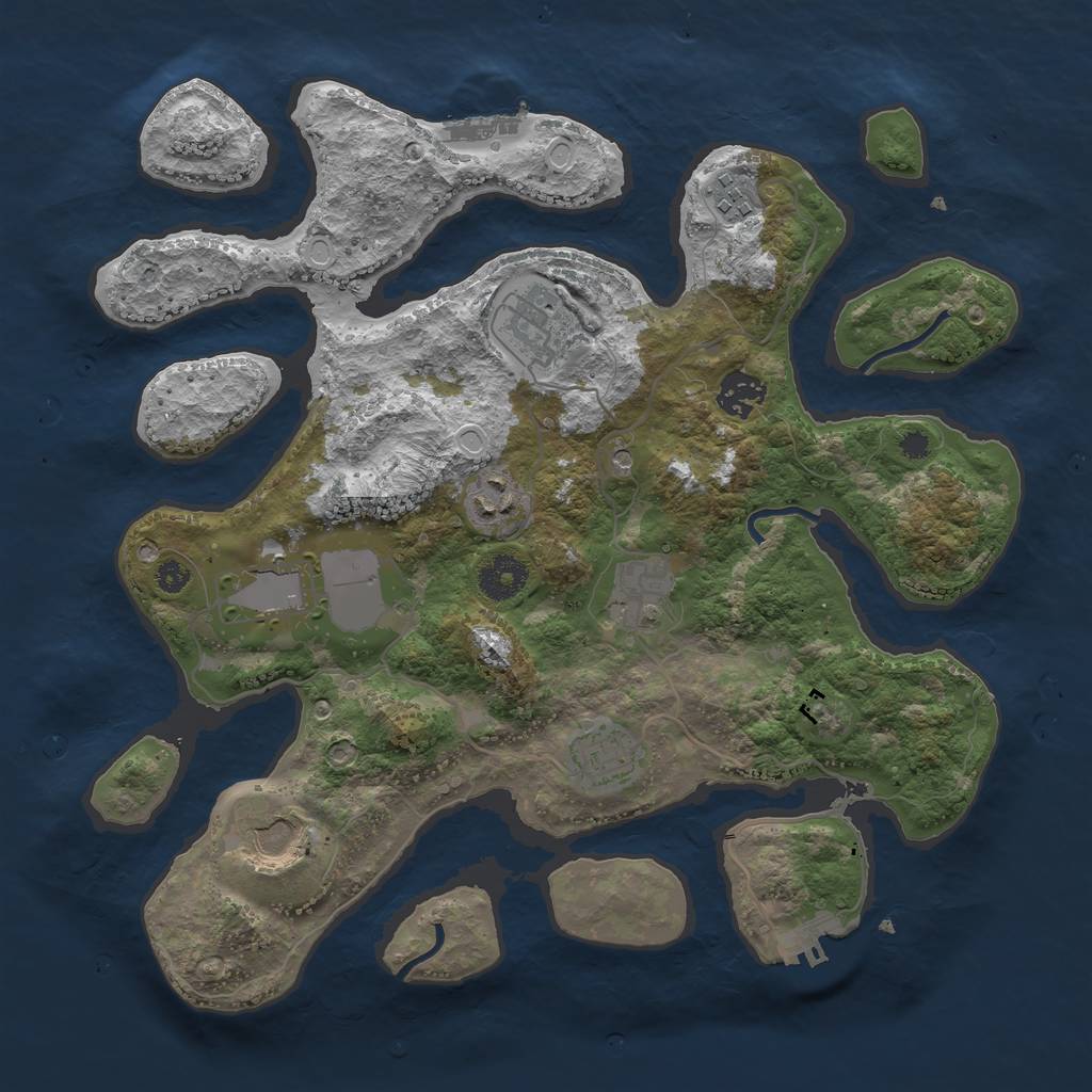 Rust Map: Procedural Map, Size: 3500, Seed: 19874965, 13 Monuments