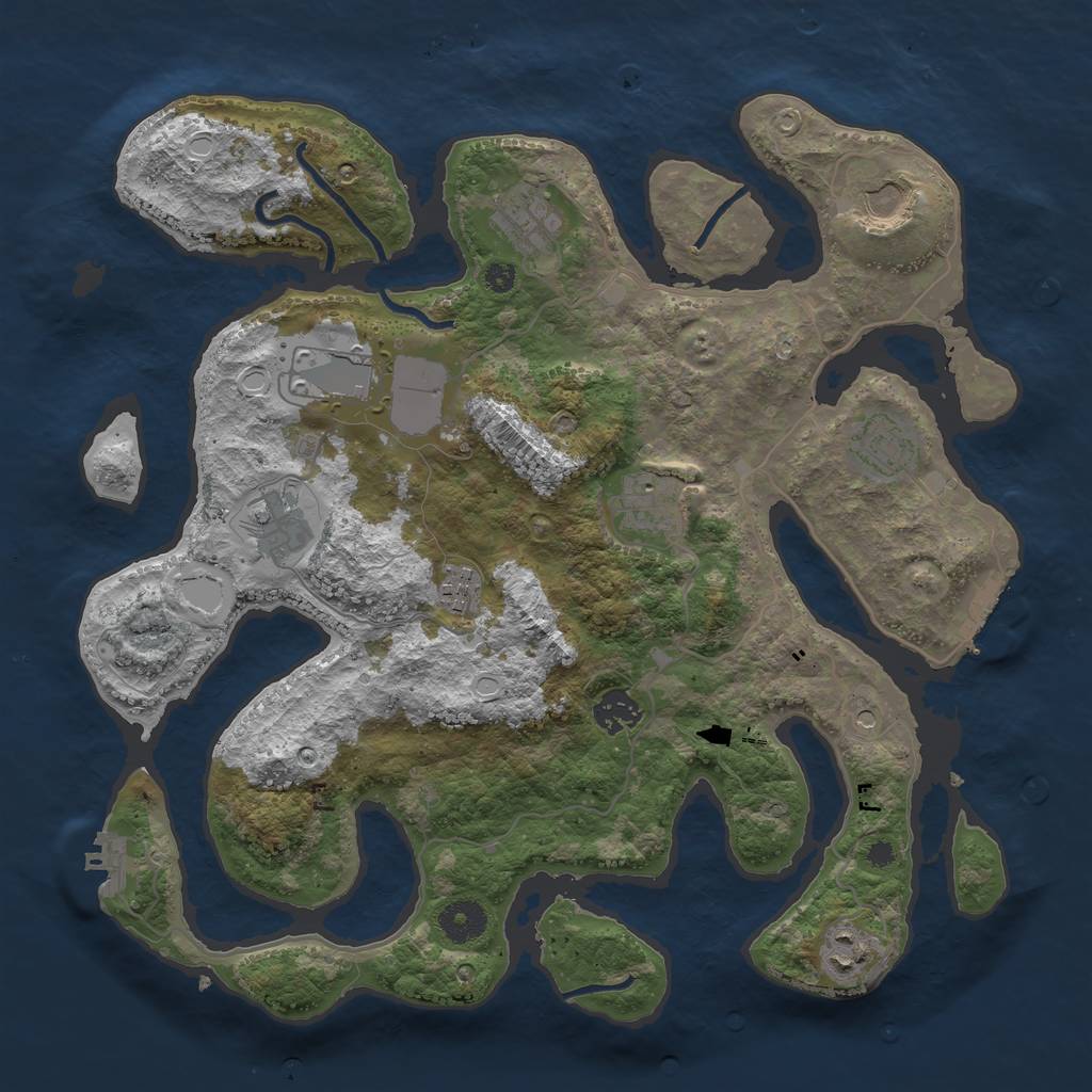 Rust Map: Procedural Map, Size: 3700, Seed: 600981, 14 Monuments