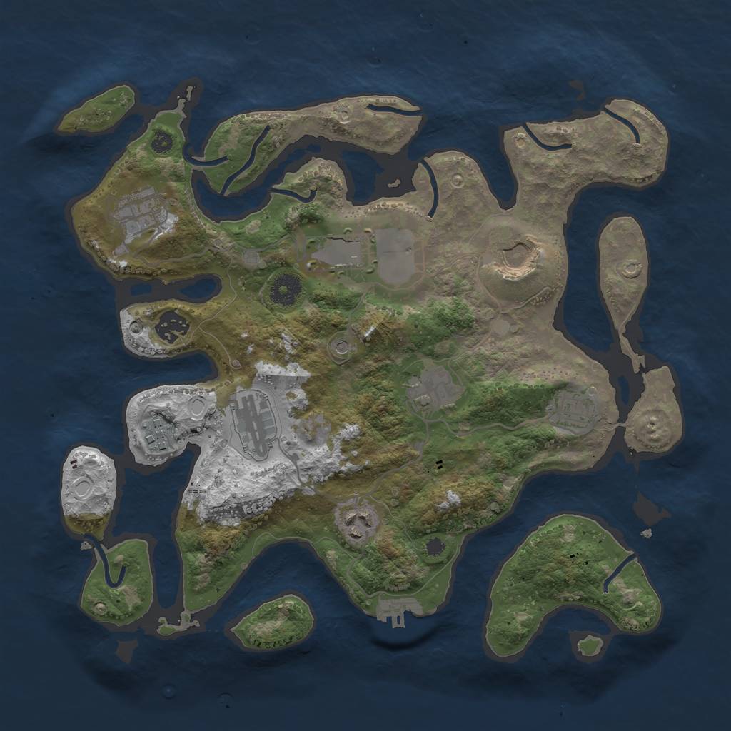 Rust Map: Procedural Map, Size: 3500, Seed: 852021, 13 Monuments