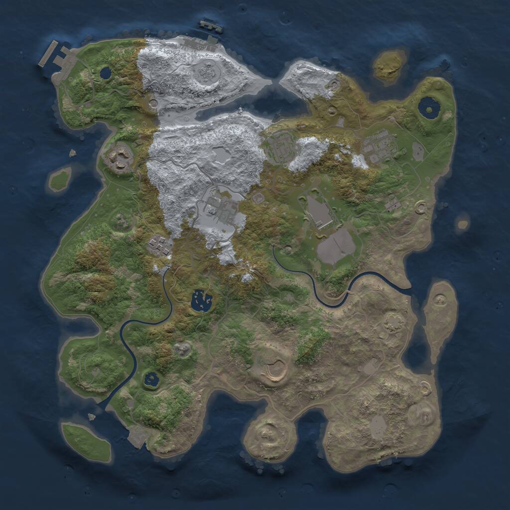 Rust Map: Procedural Map, Size: 3500, Seed: 411594091, 14 Monuments