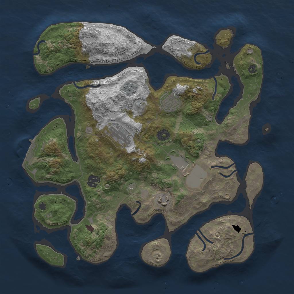 Rust Map: Procedural Map, Size: 3500, Seed: 411594091, 10 Monuments