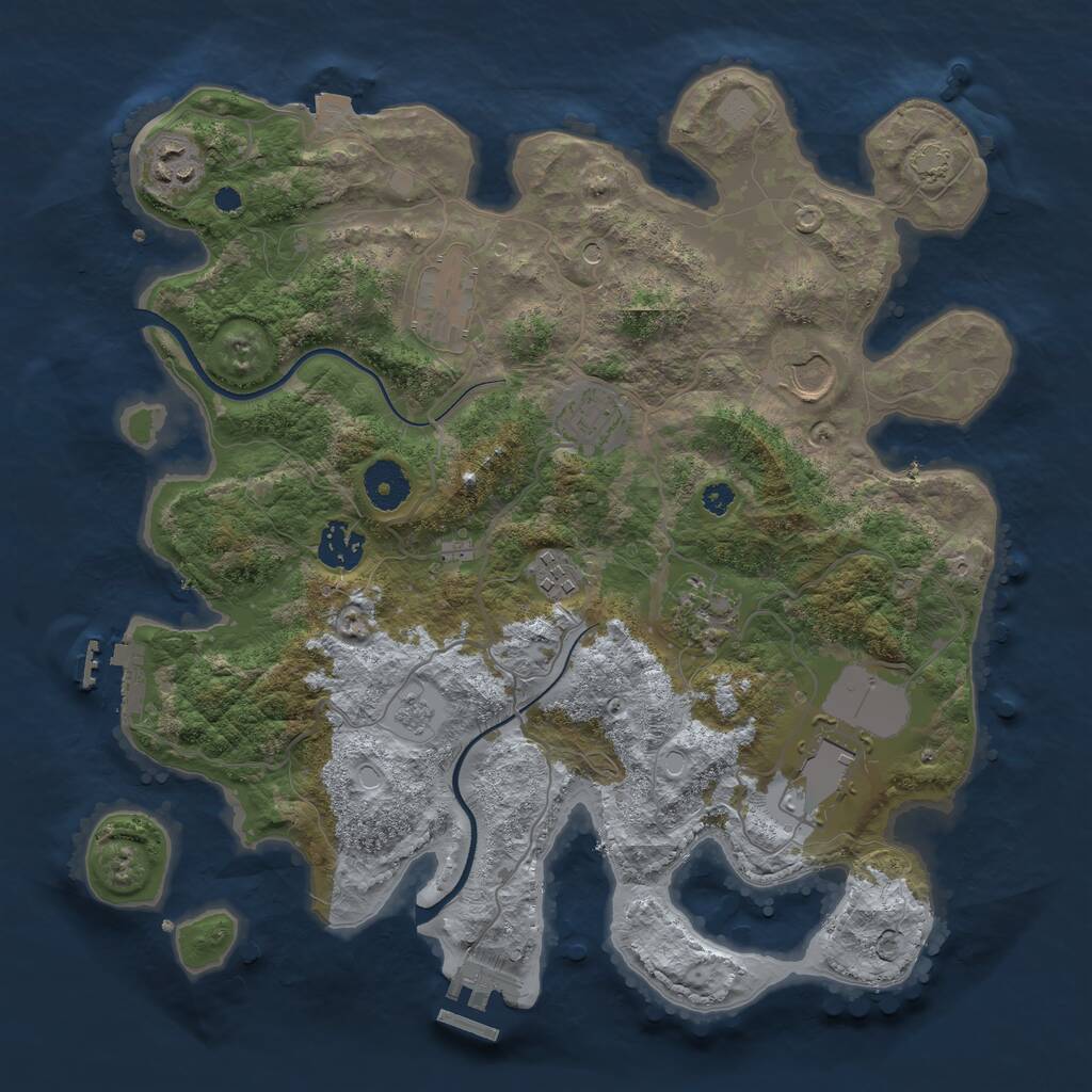 Rust Map: Procedural Map, Size: 3500, Seed: 1927333566, 14 Monuments