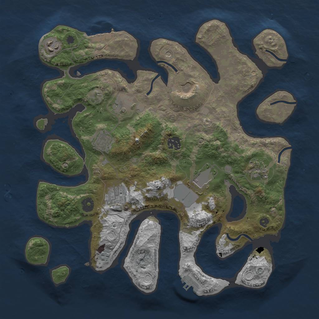 Rust Map: Procedural Map, Size: 3500, Seed: 1927333566, 14 Monuments