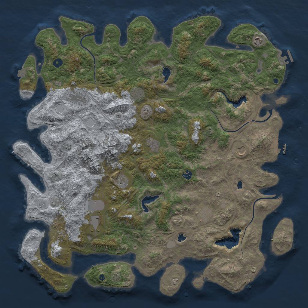 Rust Map: Procedural Map, Size: 5000, Seed: 4554, 17 Monuments