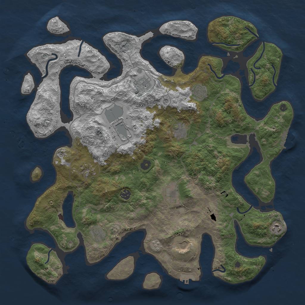 Rust Map: Procedural Map, Size: 4500, Seed: 1312780578, 16 Monuments