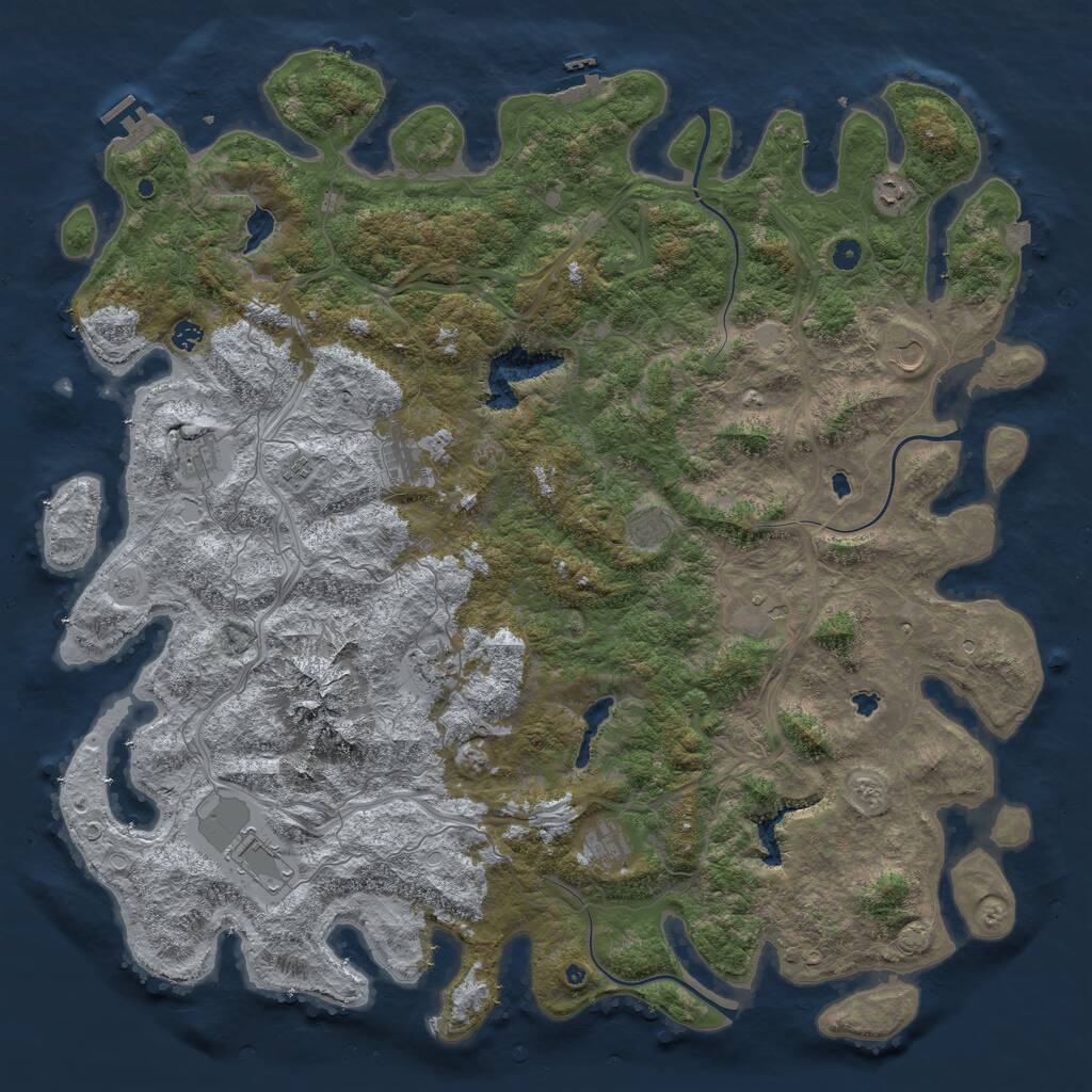 Rust Map: Procedural Map, Size: 5500, Seed: 3742069, 17 Monuments