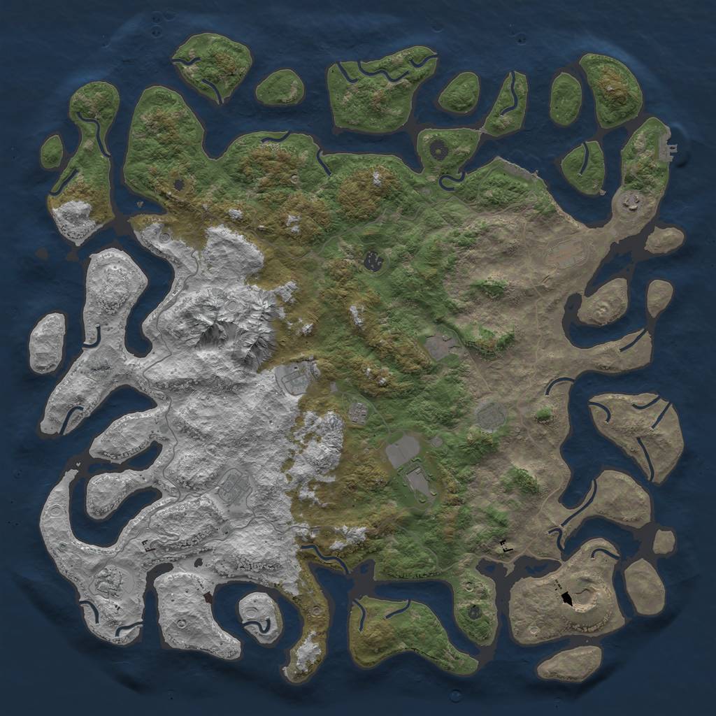 Rust Map: Procedural Map, Size: 5500, Seed: 3742069, 16 Monuments