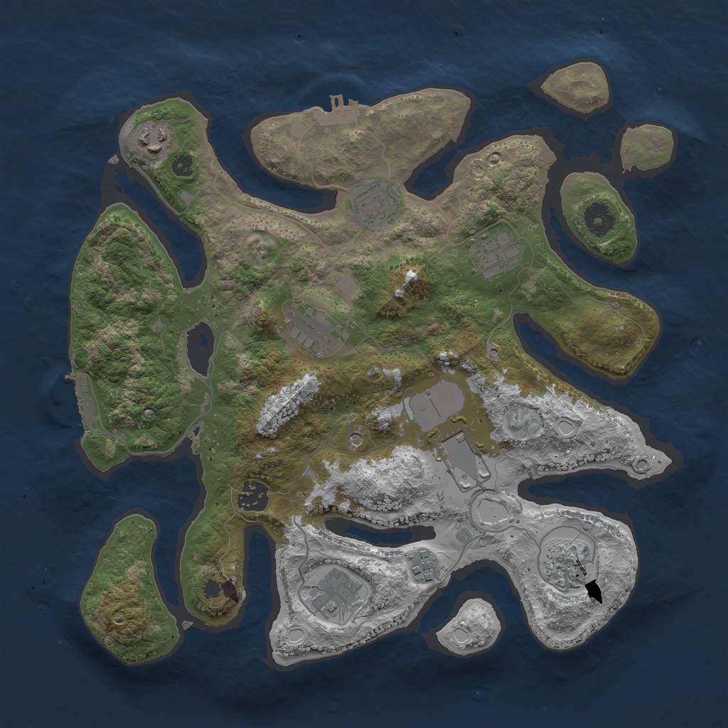 Rust Map: Procedural Map, Size: 3500, Seed: 1685430896, 14 Monuments