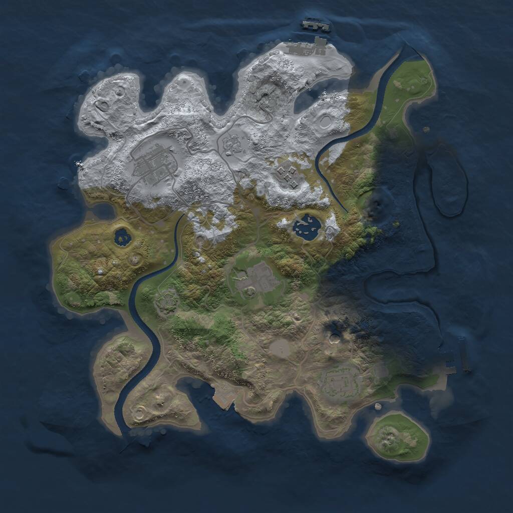 Rust Map: Procedural Map, Size: 3000, Seed: 966722338, 11 Monuments