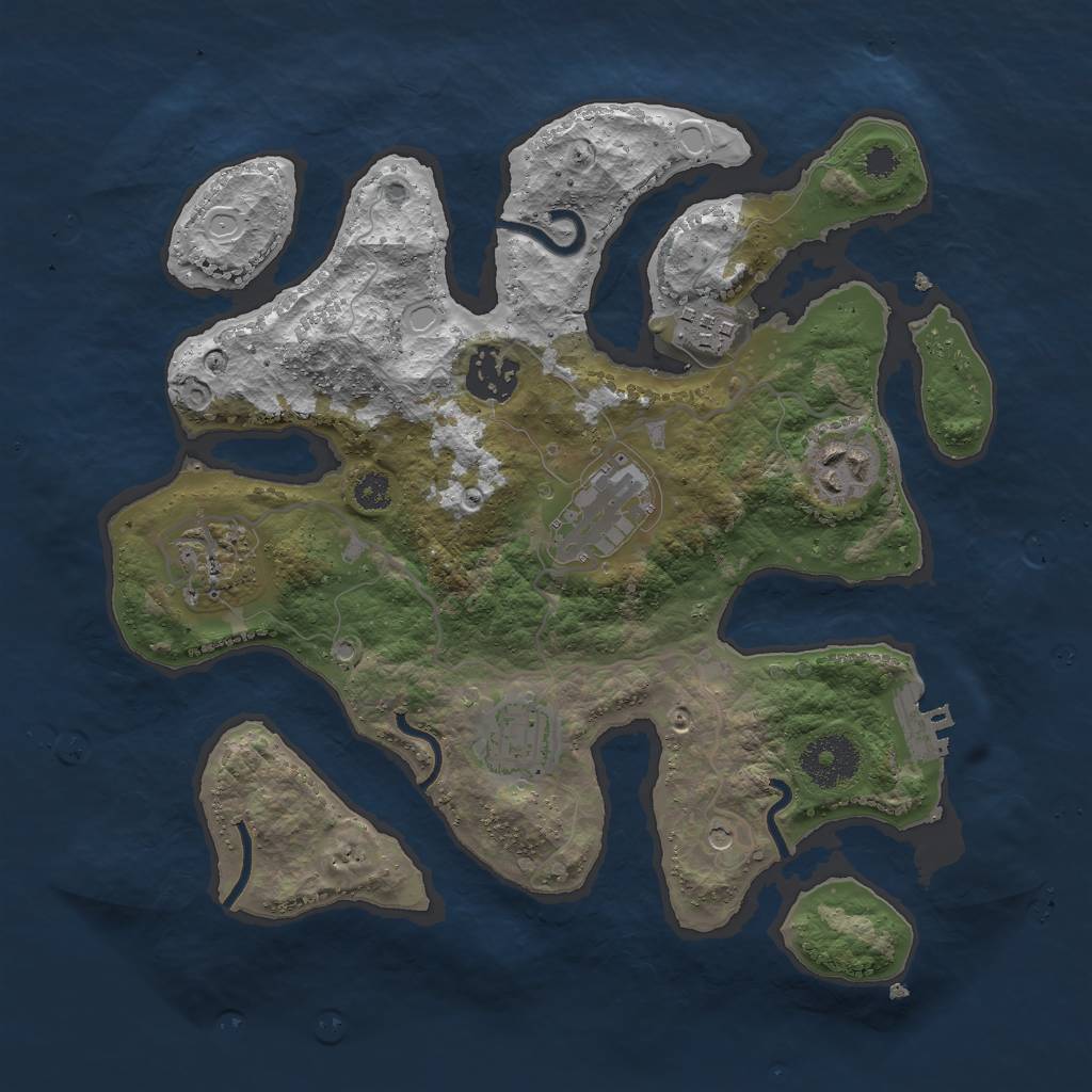 Rust Map: Procedural Map, Size: 3000, Seed: 966722338, 10 Monuments