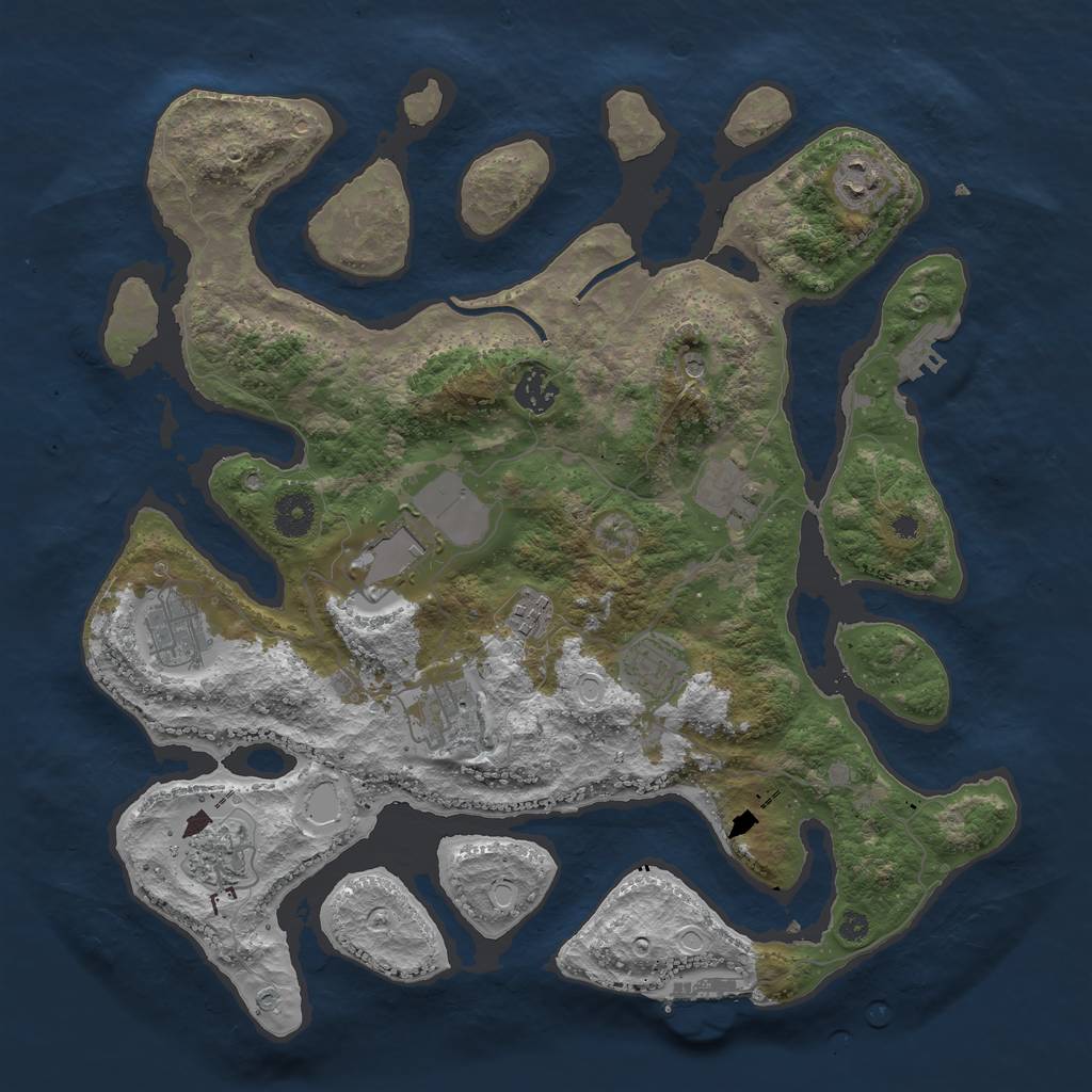 Rust Map: Procedural Map, Size: 3800, Seed: 6516516, 14 Monuments