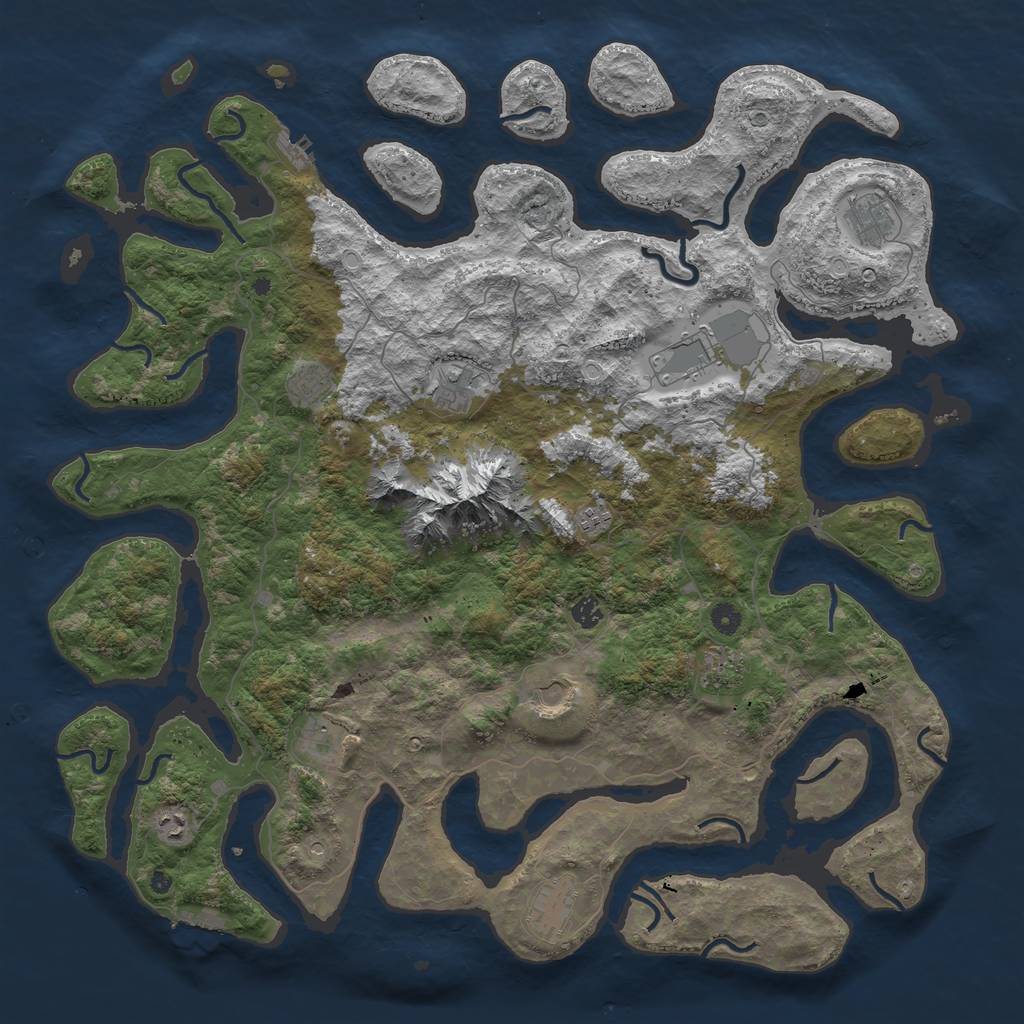 Rust Map: Procedural Map, Size: 5000, Seed: 4632, 16 Monuments