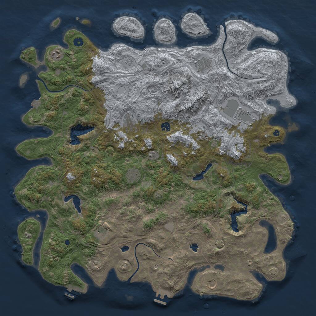 Rust Map: Procedural Map, Size: 5000, Seed: 4632, 16 Monuments