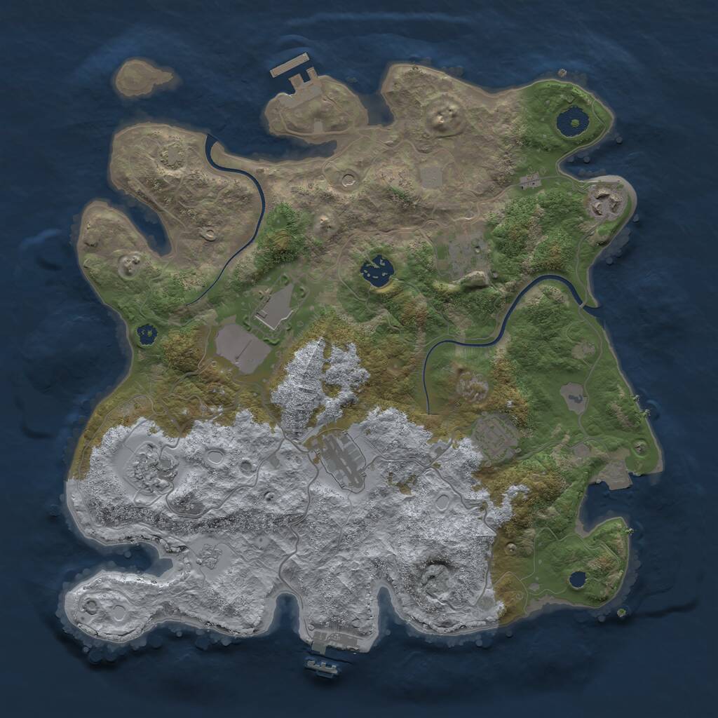 Rust Map: Procedural Map, Size: 3550, Seed: 73529046, 13 Monuments