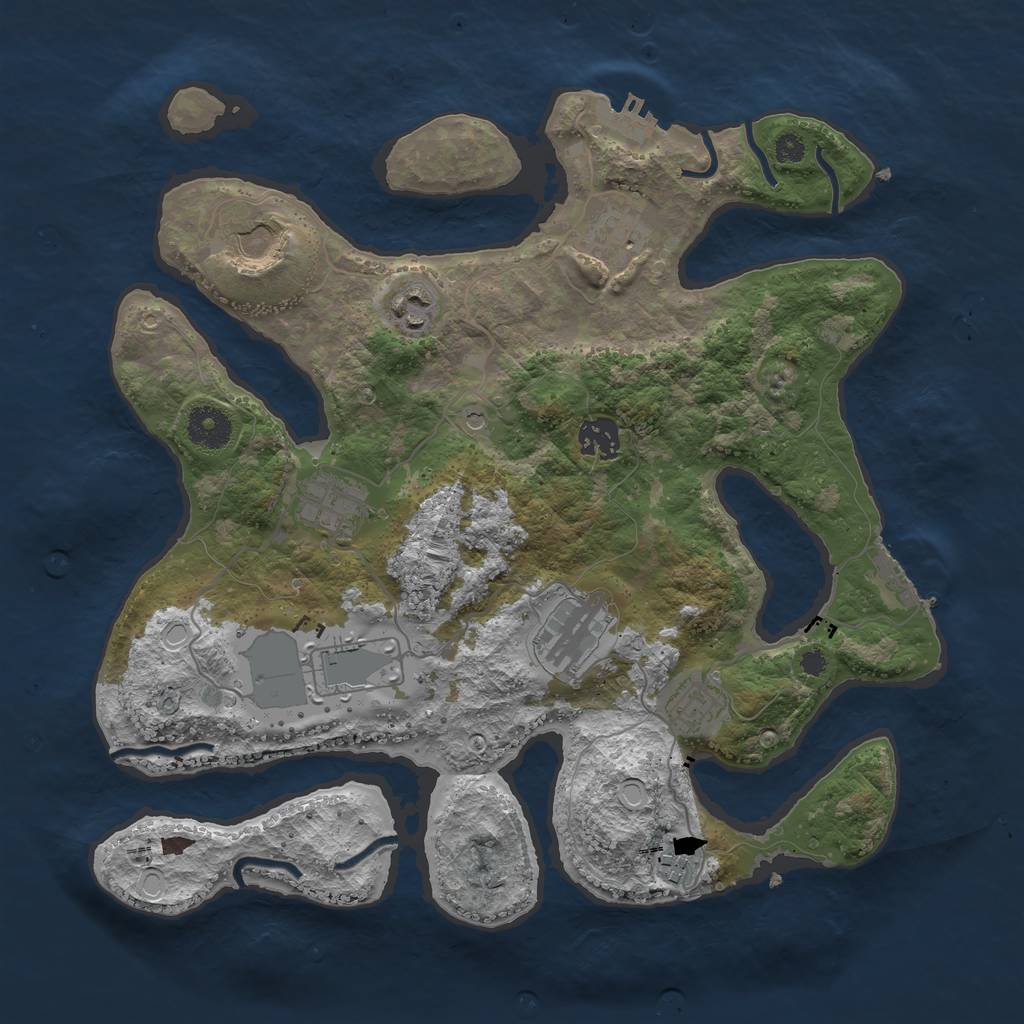 Rust Map: Procedural Map, Size: 3550, Seed: 73529046, 14 Monuments