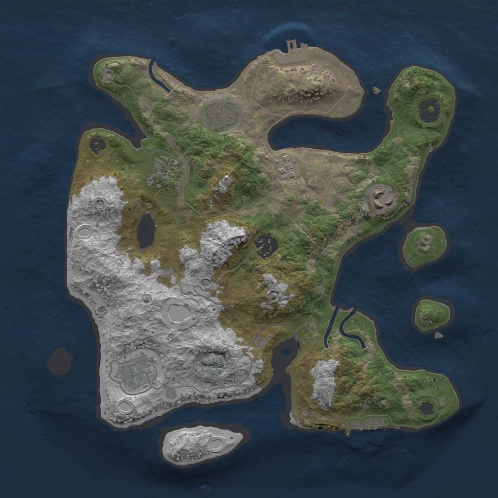 Rust Map: Procedural Map, Size: 3200, Seed: 1453491249, 11 Monuments