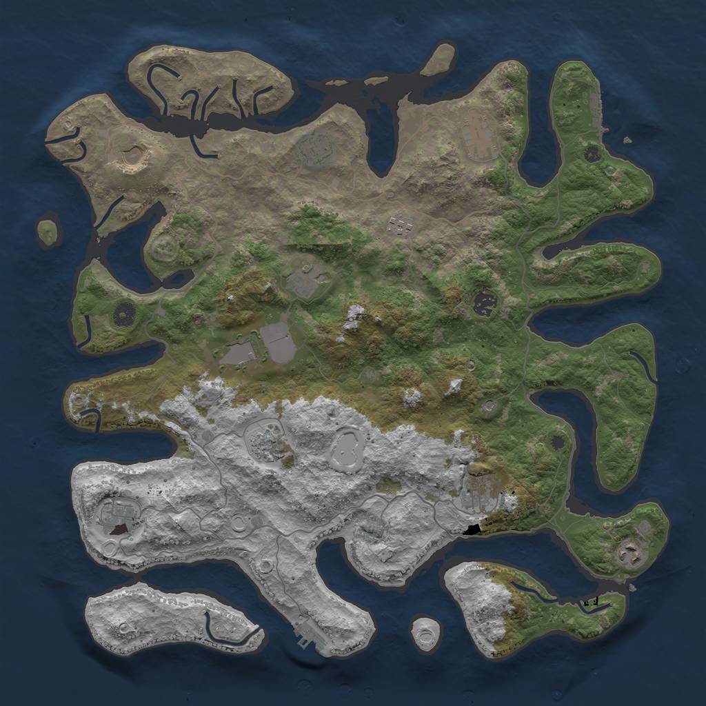 Rust Map: Procedural Map, Size: 4500, Seed: 1205643100, 16 Monuments
